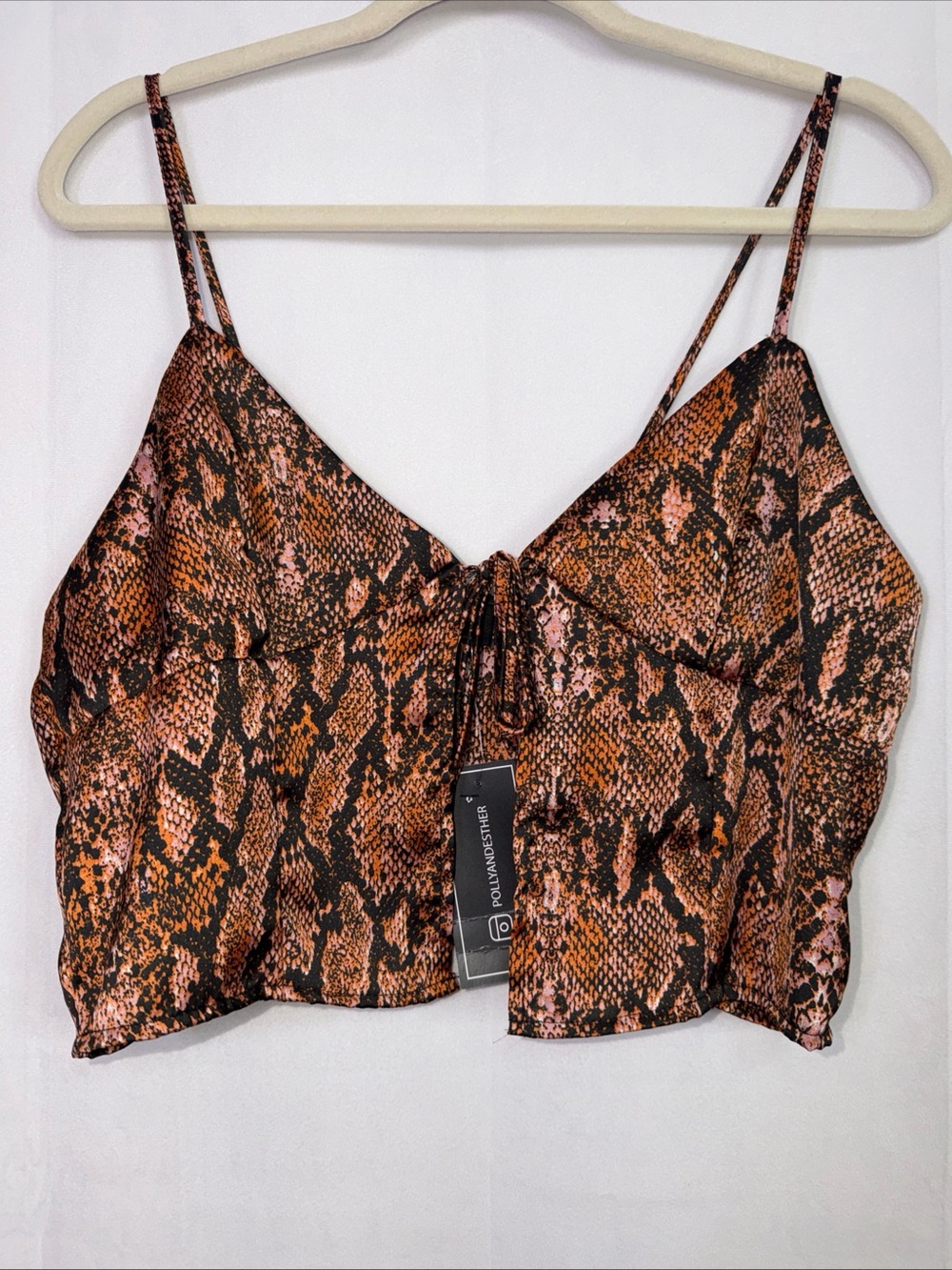 Just Polly Snake Print Crop Top Open Tie Front Whimsigoth Grunge